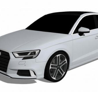 白色奥迪轿车汽车SU模型下载_sketchup草图大师SKP模型