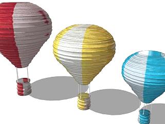 氢气球热气球SU模型下载_sketchup草图大师SKP模型
