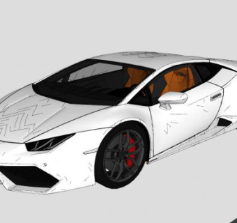 兰博基尼白色跑车SU模型下载_sketchup草图大师SKP模型