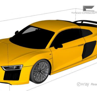 黄色奥迪车汽车跑车SU模型下载_sketchup草图大师SKP模型
