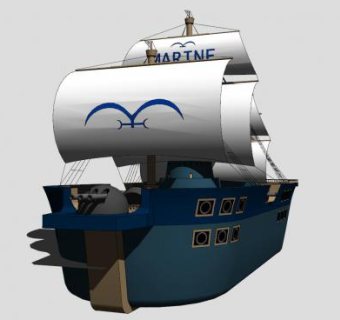 海盗船舰炮帆船SU模型下载_sketchup草图大师SKP模型