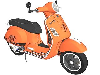 橙色电动摩托车SU模型下载_sketchup草图大师SKP模型
