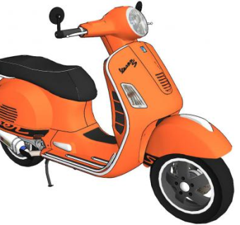 橙色电动摩托车SU模型下载_sketchup草图大师SKP模型