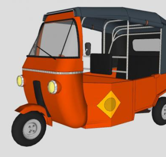 三轮车摩的SU模型下载_sketchup草图大师SKP模型