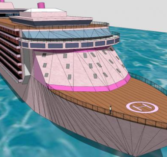 大型游轮船SU模型下载_sketchup草图大师SKP模型