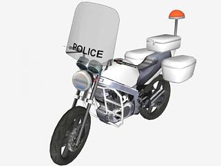 警车摩托车SU模型下载_sketchup草图大师SKP模型