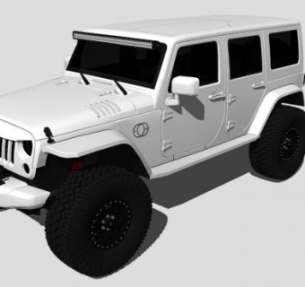 白色JEEP吉普车汽车SU模型下载_sketchup草图大师SKP模型