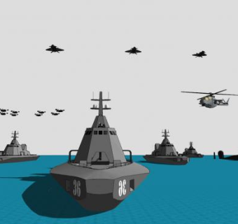 航空母舰船舰群SU模型下载_sketchup草图大师SKP模型