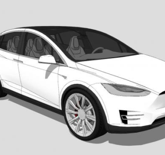 特斯拉汽车小车SU模型下载_sketchup草图大师SKP模型