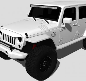 白色JEEP越野车汽车SU模型下载_sketchup草图大师SKP模型