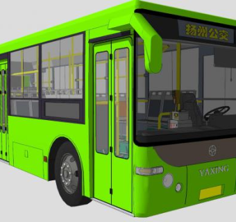 扬州公交巴士车SU模型下载_sketchup草图大师SKP模型