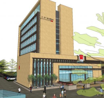 现代行政办公建筑楼SU模型下载_sketchup草图大师SKP模型