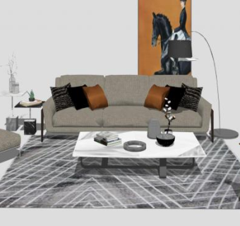 沙发茶几组合SU模型下载_sketchup草图大师SKP模型