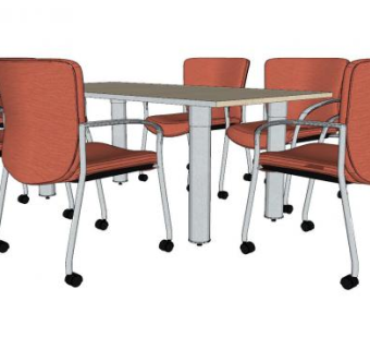 6人洽谈桌SU模型下载_sketchup草图大师SKP模型