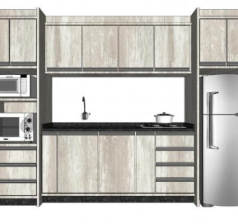厨房橱柜一体SU模型下载_sketchup草图大师SKP模型