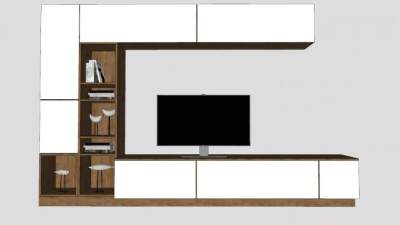 中式电视柜和鱼鸟工艺品SU模型下载_sketchup草图大师SKP模型