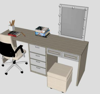 书桌写字桌SU模型下载_sketchup草图大师SKP模型