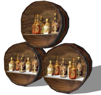 酒桶装饰酒架SU模型下载_sketchup草图大师SKP模型