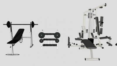 健身房器材SU模型下载_sketchup草图大师SKP模型