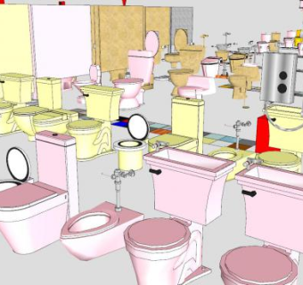 WC卫生间道具用品大全SU模型下载_sketchup草图大师SKP模型