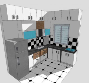 厨房橱柜壁柜SU模型下载_sketchup草图大师SKP模型