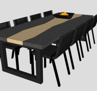 现代餐桌椅家具SU模型下载_sketchup草图大师SKP模型