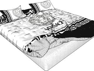 现代<em>床垫</em>双人床SU模型下载_sketchup草图大师SKP模型
