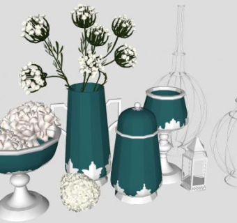 鲜花花瓶装饰摆件SU模型下载_sketchup草图大师SKP模型