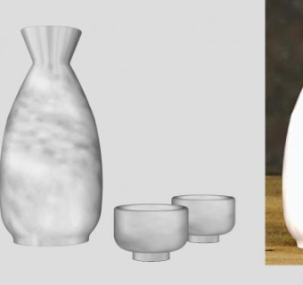 清酒瓶酒杯SU模型下载_sketchup草图大师SKP模型