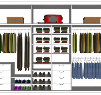 衣橱衣柜内部构造SU模型下载_sketchup草图大师SKP模型