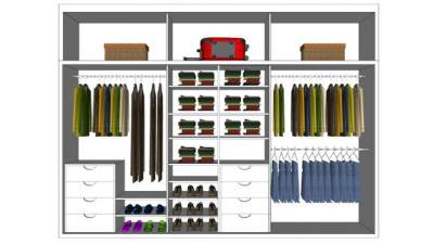 衣橱衣柜内部构造SU模型下载_sketchup草图大师SKP模型