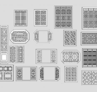 中式窗花窗户SU模型下载_sketchup草图大师SKP模型