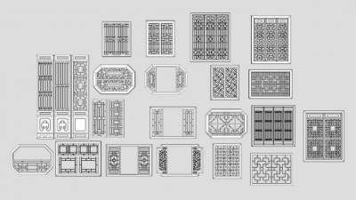 中式窗花窗户SU模型下载_sketchup草图大师SKP模型