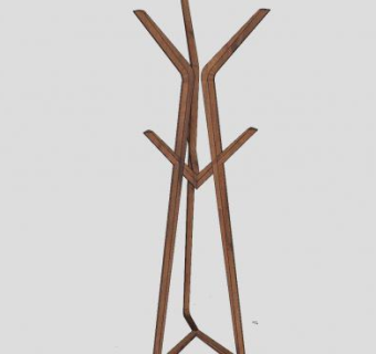 实木挂衣架SU模型下载_sketchup草图大师SKP模型