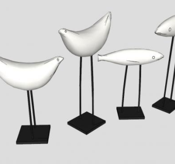 小鸟工艺品摆设SU模型下载_sketchup草图大师SKP模型
