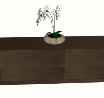 木质边桌矮柜SU模型下载_sketchup草图大师SKP模型