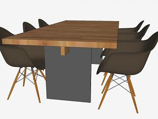 木质餐桌椅家具SU模型下载_sketchup草图大师SKP模型