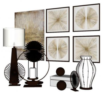 照片墙台灯花瓶工艺品SU模型下载_sketchup草图大师SKP模型