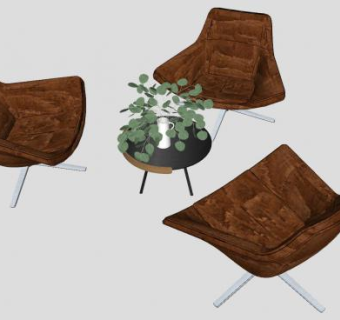 户外休闲茶几座椅SU模型下载_sketchup草图大师SKP模型