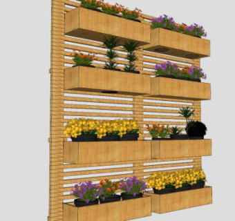 木质植物花箱花架SU模型下载_sketchup草图大师SKP模型