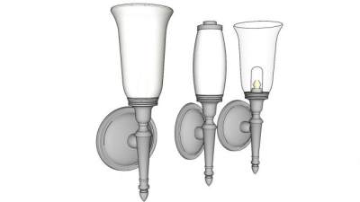 现代简易壁灯SU模型下载_sketchup草图大师SKP模型