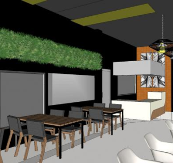 室内咖啡厅SU模型下载_sketchup草图大师SKP模型