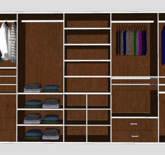 木制衣柜SU模型下载_sketchup草图大师SKP模型
