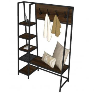 室内衣挂置物架SU模型下载_sketchup草图大师SKP模型