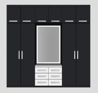 带梳妆台的衣柜SU模型下载_sketchup草图大师SKP模型