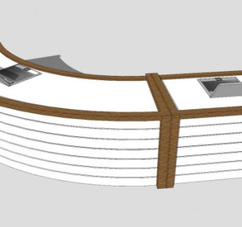 半弧形前台接待柜SU模型下载_sketchup草图大师SKP模型