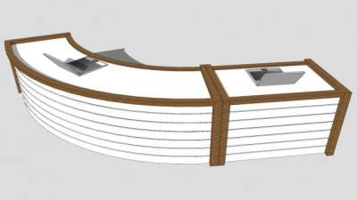 半弧形前台接待柜SU模型下载_sketchup草图大师SKP模型