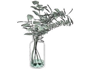 玻璃花瓶装饰SU模型下载_sketchup草图大师SKP模型