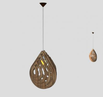 木质装饰小吊灯SU模型下载_sketchup草图大师SKP模型