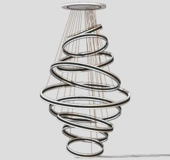 现代创意圈型吊灯SU模型下载_sketchup草图大师SKP模型